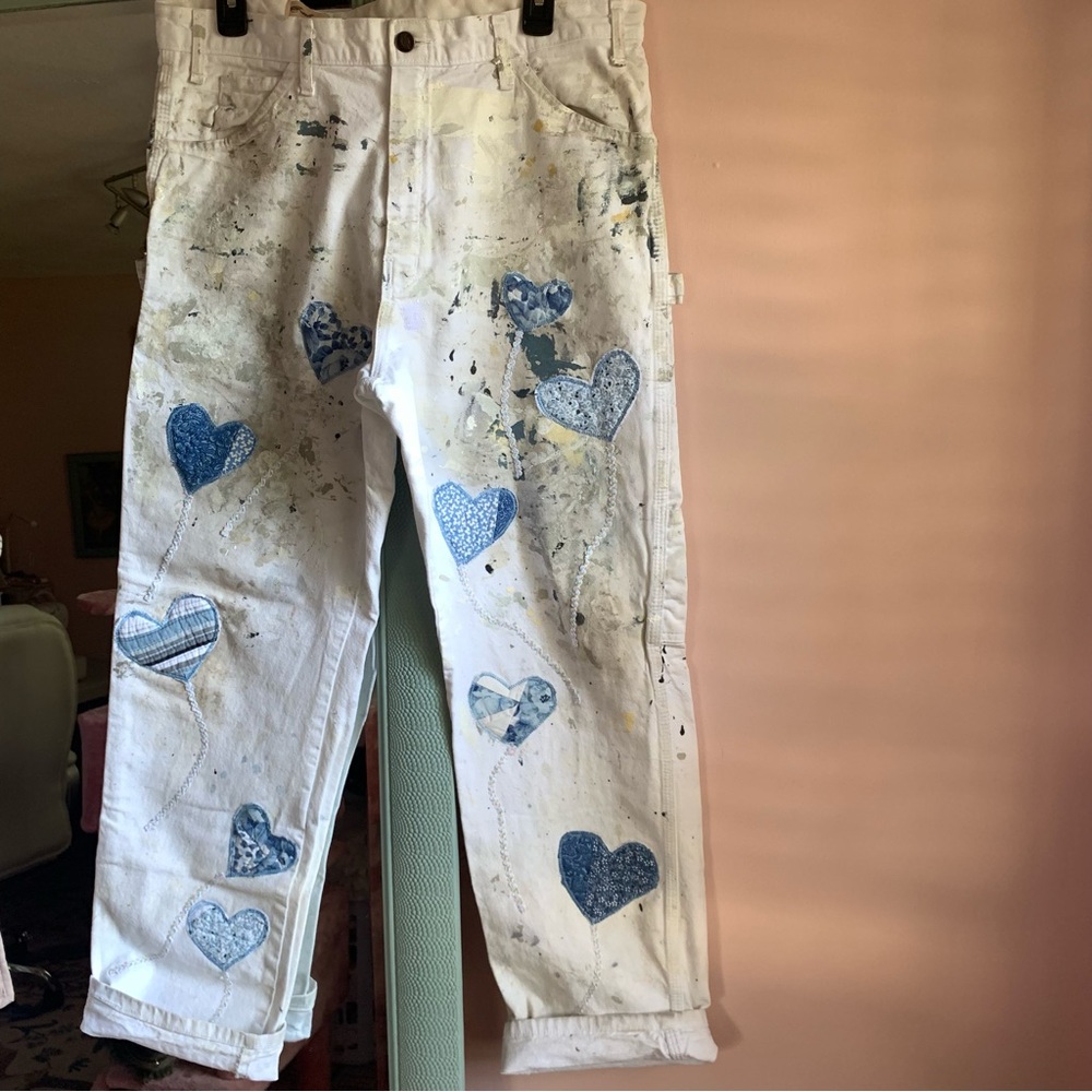 UPCYCLED Heart Love Bohemian Painter's Pants